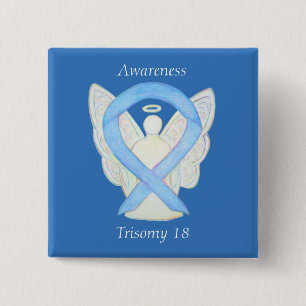 Trisomy 18 Awareness Angel Ribbon Art Pin Knapp