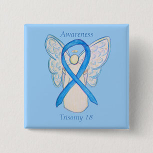 Trisomy 18 Awareness Angel Ribbon Art Pin Knapp