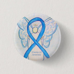 Trisomy 18 Awareness Angel Ribbon Art Pin Knapp