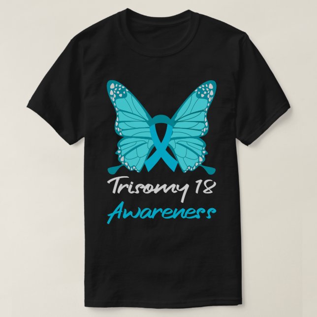 Trisomy 18 Awareness Butterfly Support T Shirt (Design framsida)
