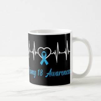 Trisomy 18 Awareness Light Blue Ribbon Kärlek Hear Kaffemugg