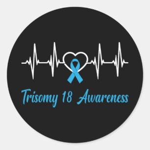 Trisomy 18 Awareness Light Blue Ribbon Kärlek Hear Runt Klistermärke
