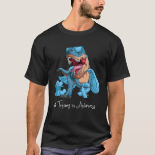 Trisomy 18 Awareness Month Light Blue Ribbon Trex T Shirt
