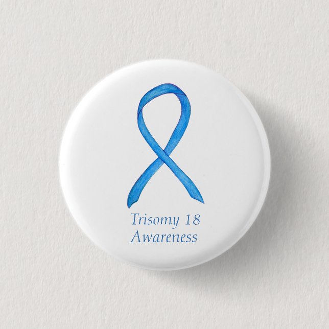 Trisomy 18 Awareness Ribbon Anpassningsbar Art Pin Knapp (Framsida)