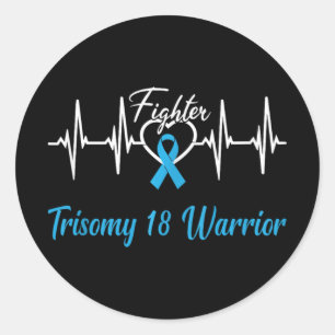 Trisomy 18 Awareness Warrior Heartslag Fight Light Runt Klistermärke