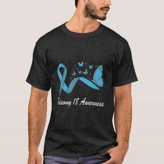 Trisomy 18 Awareness With Light Blue Ribbon Triso T Shirt