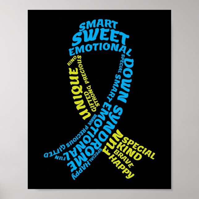 Trisomy 21 Down Syndrome Awareness Ribbon Ord Poster (Framsidan)