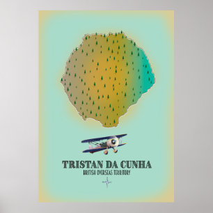 Tristan da Cunha British Overseas Territory karta Poster
