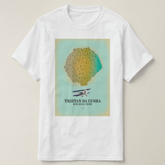 Tristan da Cunha British Overseas Territory karta T Shirt (Design framsida)