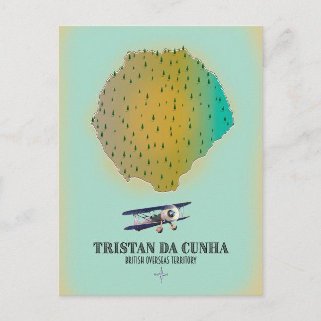 Tristan da Cunha British Overseas Territory karta Vykort (Framsida)