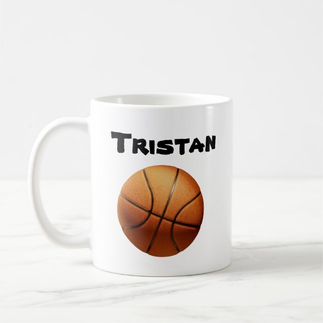 Tristan Namn med Orange Basketball, kaffe Mugg (Vänster)