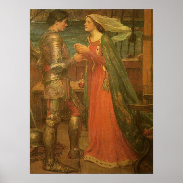 Tristan och Isolde av John William Waterhouse Poster (Framsidan)