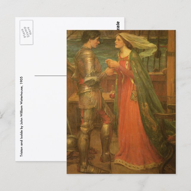 Tristan och Isolde av John William Waterhouse Vykort (Fram/baksida)