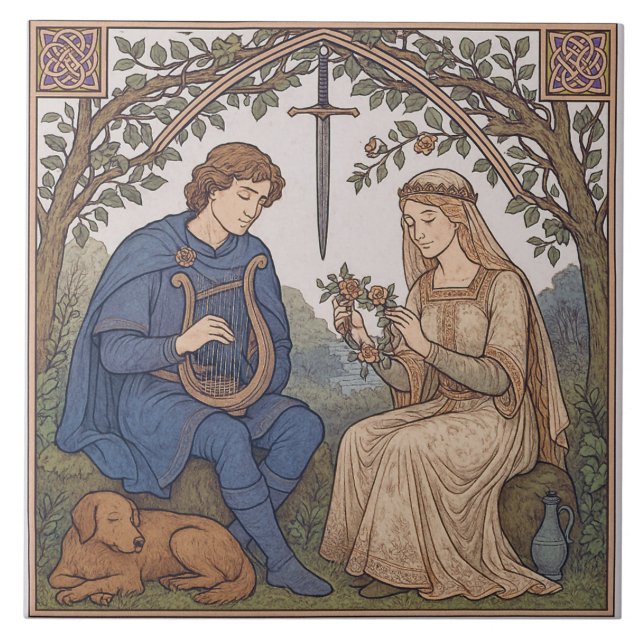Tristan och Isolde Kakelplatta (Framsidan)