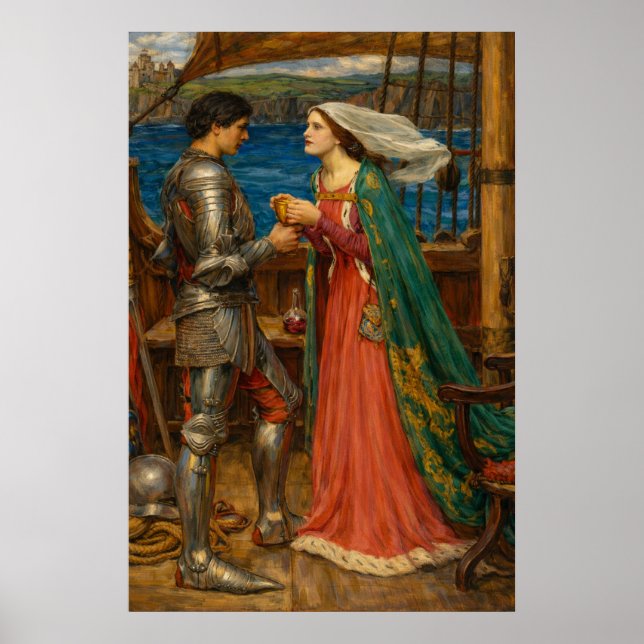 Tristran och Isolde av John William Waterhouse Poster (Framsidan)