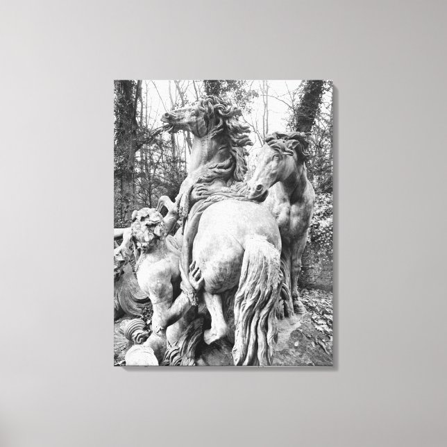 Tritoner som trimmar två hästar vid sol canvastryck (Framsida)