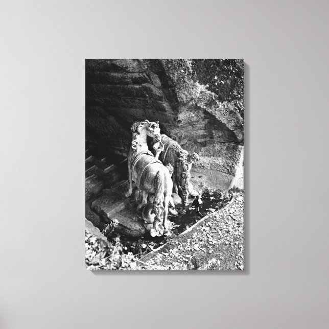 Tritoner som vattnar hästarna vid sol canvastryck (Framsida)