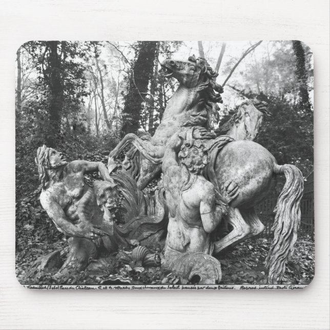 Tritons som ansar två hästar av solen i dunge musmatta (Framsidan)