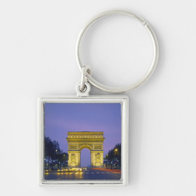 Triumfbågen, Paris, Frankrike, Fyrkantig Silverfärgad Nyckelring (Framsidan)