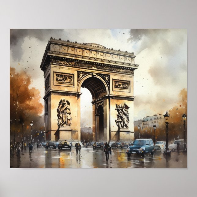 Triumfbågen Paris Frankrike Konsttryck Poster (Framsidan)