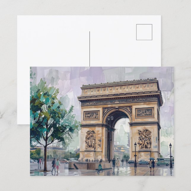 Triumfbågen, Paris, Frankrike Vykort (Fram/baksida)