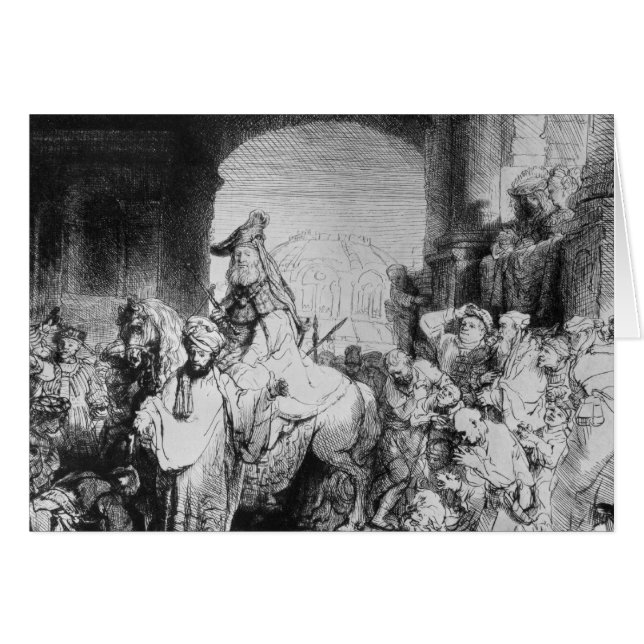 Triumfen av Mordecai, c.1640 Hälsningskort (Framsidan Horizontal)
