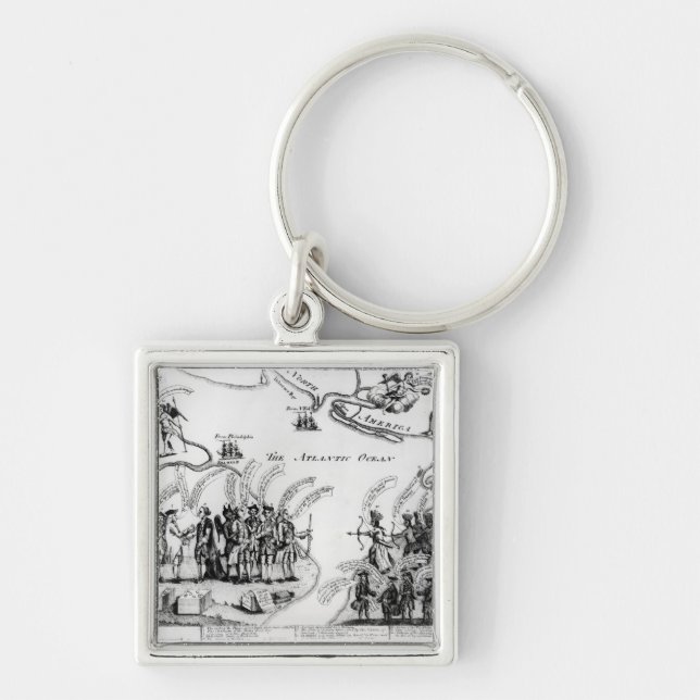 Triumfera frihet eller downfallen fyrkantig silverfärgad nyckelring (Framsidan)