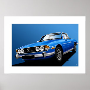 Triumph Stag Poster illustration Tahiti Blue