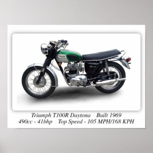 Triumph T100R Daytona Motorcycle - A3 Skriv ut Poster