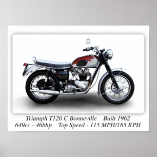 Triumph T120C Motorcykel i Bonneville - A3 Skriv u Poster