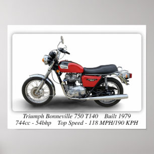 Triumph T140V Bonneville 750 Motorcykel - A3 Storl Poster