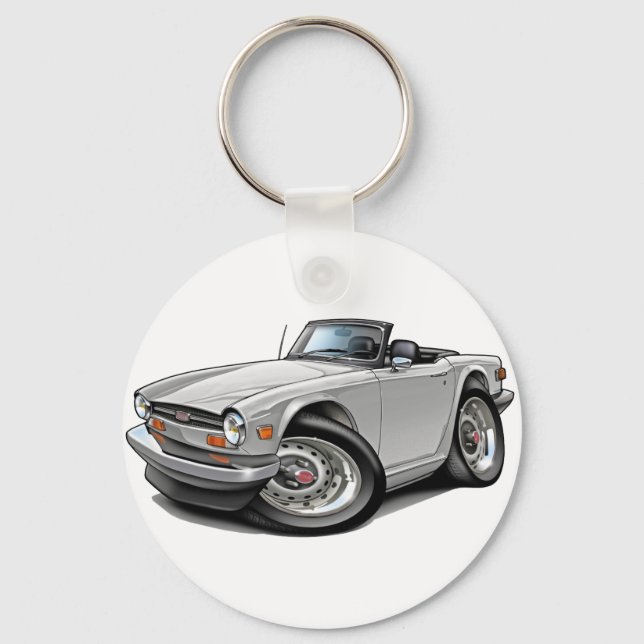 Triumph TR6 Vitbil Nyckelring (Framsida)
