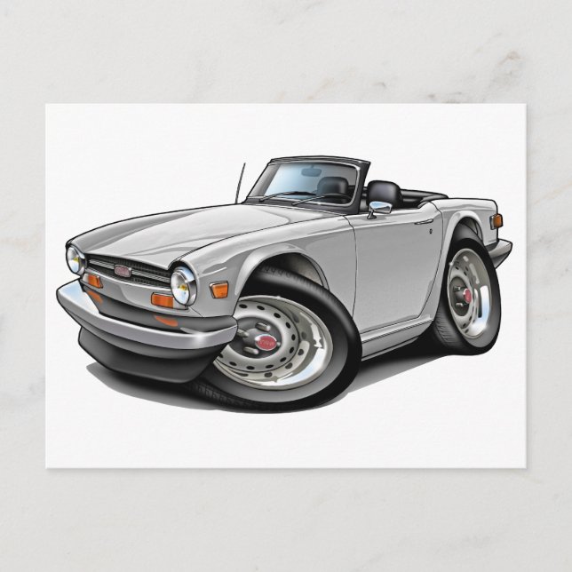 Triumph TR6 Vitbil Vykort (Framsida)