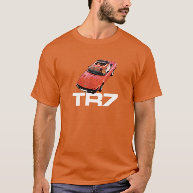 Triumph TR7 Red med vitt T Shirt (Framsida)