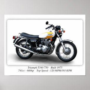 Triumph Trident T160 750 Motorcykel - A3 Poster