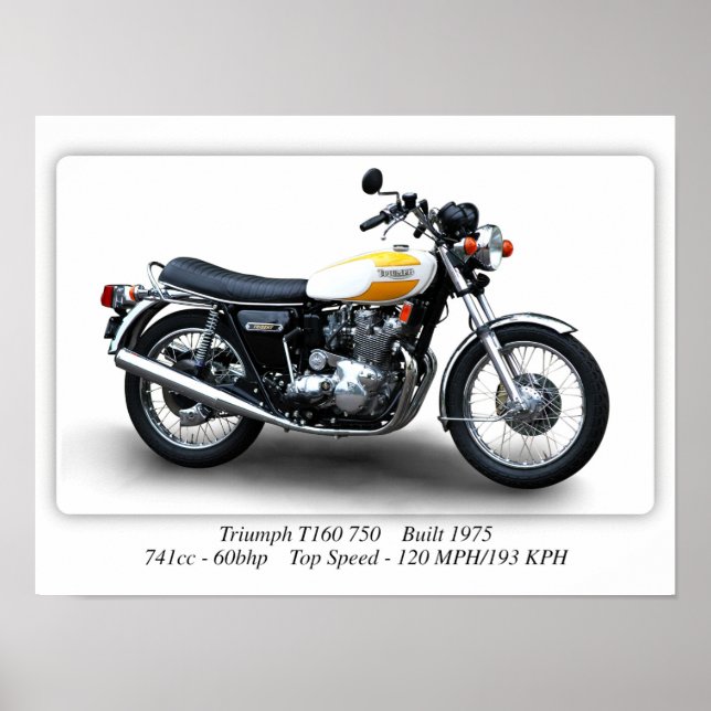 Triumph Trident T160 750 Motorcykel - A3 Poster (Framsidan)