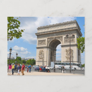 Triumphal Arch på Champs Elysee boulevard i Pari Vykort