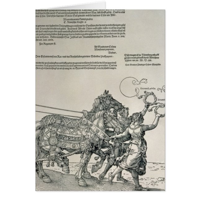 Triumphal triumfvagn av kejsaren Maximilian mig Hälsningskort (Framsidan)