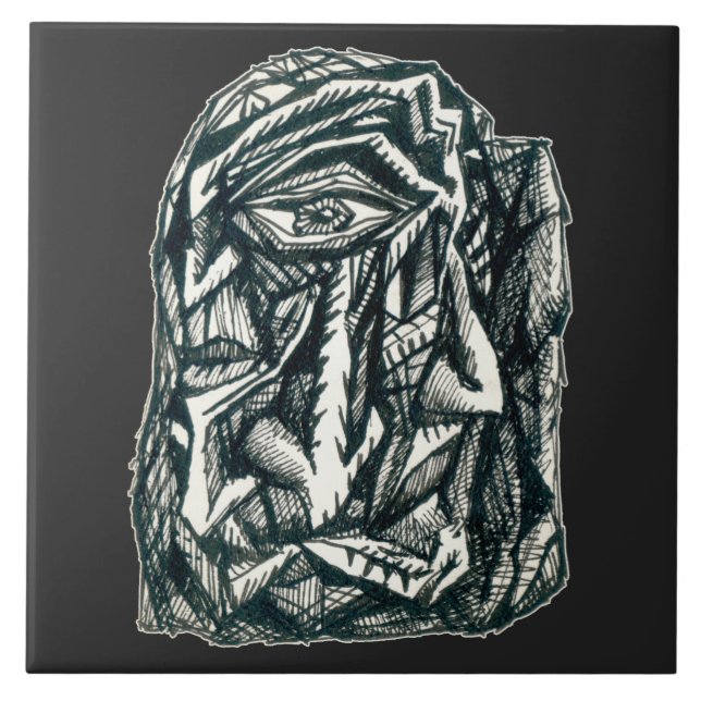 Triumvirat, bläck teckning kakelplatta (Framsidan)