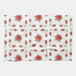 Trivet Christmas Holiday Red Poinsettia and Gold Kökshandduk