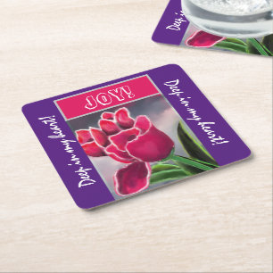 Trivet Gift Blommigt Design, Anpassa typografi Underlägg Papper Kvadrat