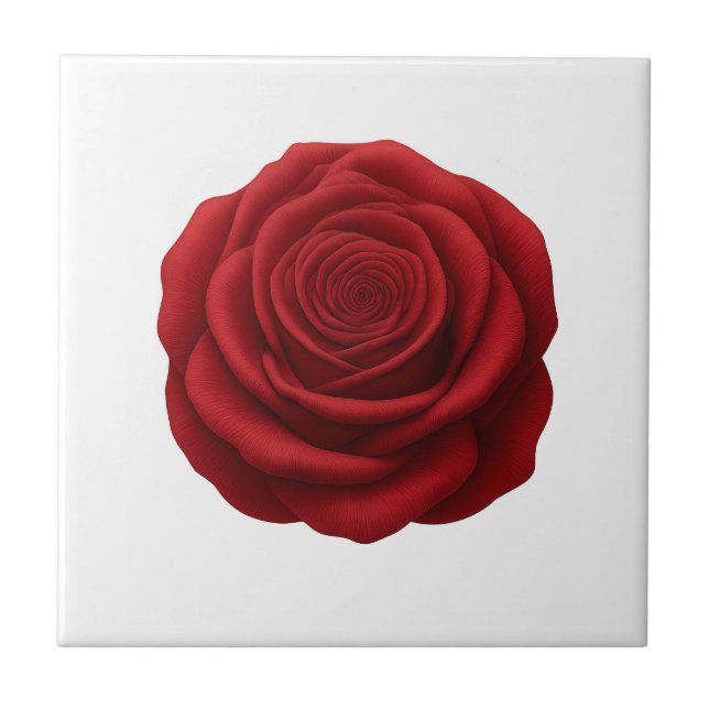 Trivet - Röd Rosblomma Kakelplatta (Framsidan)