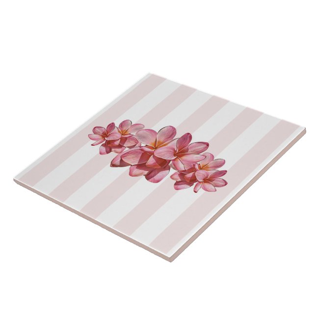 Trivet - Rosa Plumeria Kakelplatta (Sidan)