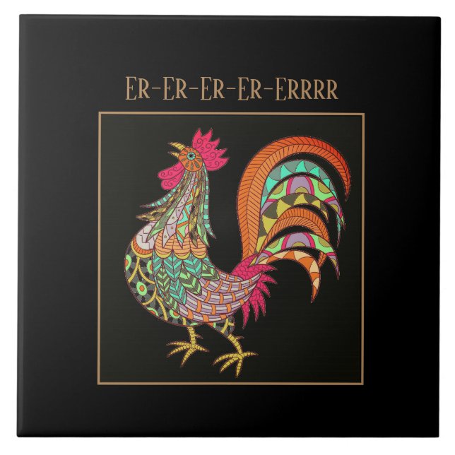 Trivet Tile-Colorful Chicken Kakelplatta (Framsidan)