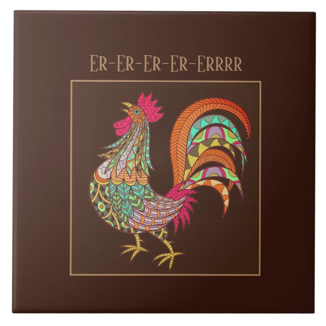 Trivet Tile-Colorful Chicken Kakelplatta (Framsidan)