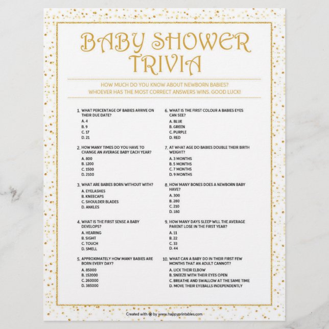 Trivia för babyskor [Golden Sparkles] Brevhuvud (Framsida)