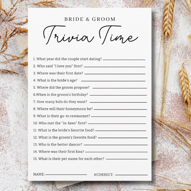 Trivia Game For Bride And Groom Bridal Shower Game Inbjudningar (Skapare uppladdad)