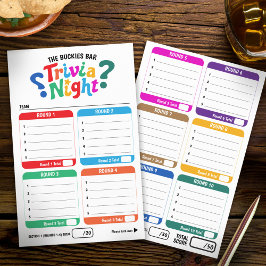 Trivia gaming 50 questions answer sheets flygblad