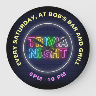Trivia Night Neon Signs Anpassningsbar Text Stor Klocka