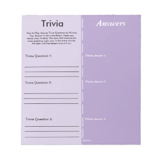 Trivia Party Game - Anpassningsbar fråga och svar Anteckningsblock